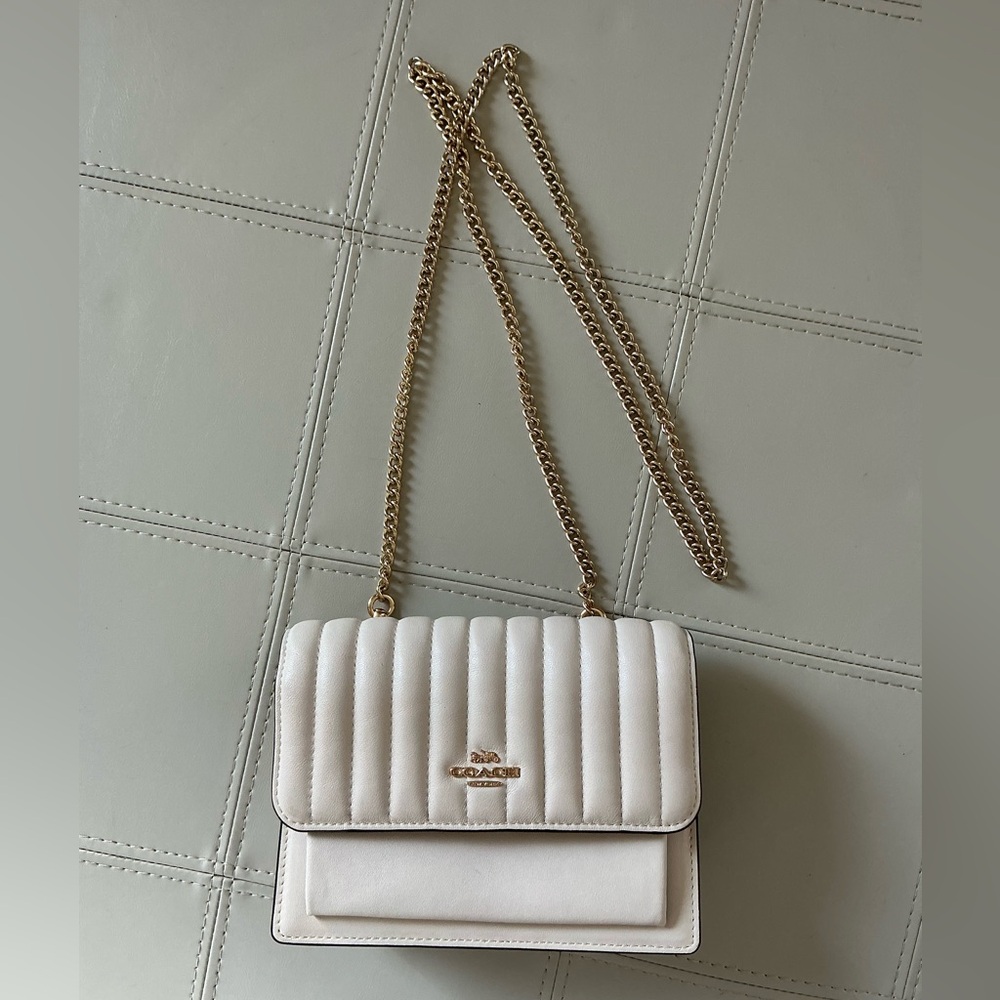 Coach Small Quilted Crossbody Bag with Gold Chain